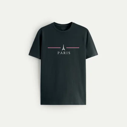 Tričko, Barva Železitě Šedá, s Potiskem Paris design-clothing-minimal