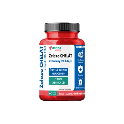 Astina Železo CHELÁT s vitaminy B9 B12 C 60 kapslí