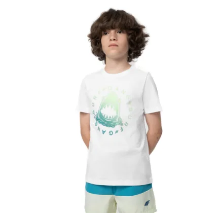 Chlapecké tričko s krátkým rukávem 4F JUNIOR TSHIRT M283-10S-WHITE
