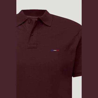 Polo Tričko Slim Fit, Barva Bordó, s Potiskem French Stripe