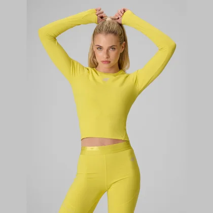 4F Tréninkový longsleeve slim rychleschnoucí dámský - žlutý L
