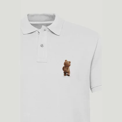 Polo Tričko Slim Fit, Barva Černá, s Potiskem Teddys Opinion