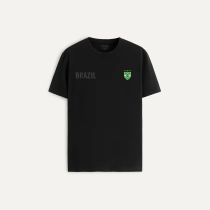 Tričko, Barva Růžová, s Potiskem Brazil