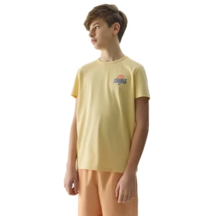 Chlapecké tričko s krátkým rukávem 4F JUNIOR TSHIRT-4FJWSS24TTSHM1136-73S-LIGHT LEMON