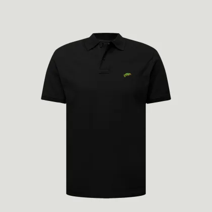 Polo Tričko Slim Fit, Barva Černá, s Potiskem Chameleon