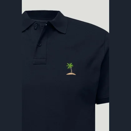 Polo Tričko Slim Fit, Barva Modrá, s Potiskem Palm Island