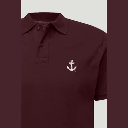 Polo Tričko Slim Fit, Barva Bordó, s Potiskem Anchor