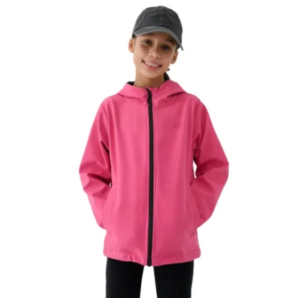 Dívčí tréninková softshellová bunda s kapucí 4F JUNIOR SOFTSHELL JACKET-JWSS25TSOFF305-54S-PINK