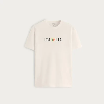 Tričko, Barva Ekru, s Potiskem Italia Squadra