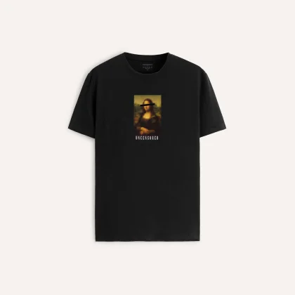 Tričko, Barva Černá, s Potiskem Mona Lisa
