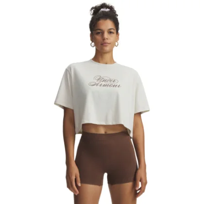 Dámské tričko s krátkým rukávem UNDER ARMOUR UA W SCRIPTHEART CROP SS-WHT
