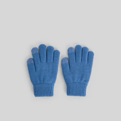 4F Pletené rukavice dětské - denim S/M