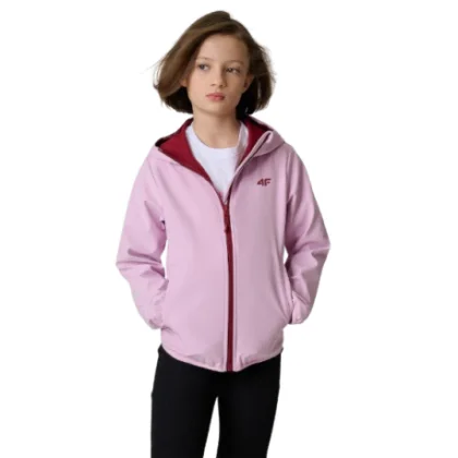 Dívčí turistická softshellová bunda s kapucí 4F JUNIOR SOFTSHELL JACKET F478-52S-LIGHT VIOLET