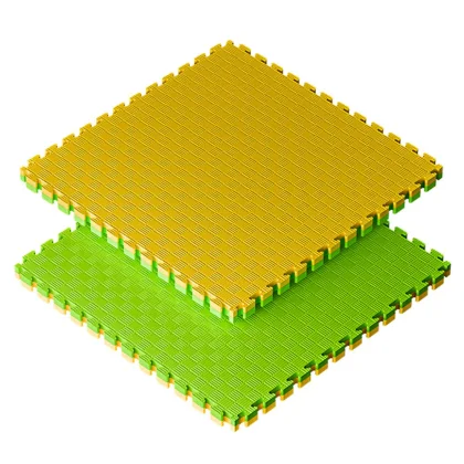Sportago Tatami Taekwondo podložka 100x100cm žlutá-zelená - 4 cm