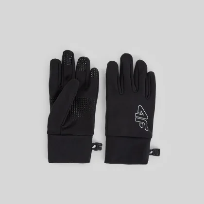 4F Dětské pletené rukavice Touch Screen - černé L/XL