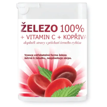 Železo 100% + vitamín C + kopřiva 90 taablet