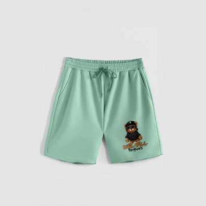 Kraťasy, Barva Světle Zelená, s Potiskem Hedrix P Bear