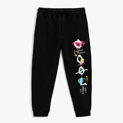 Tepláky Jogger , Barva Černá, s Potiskem Cool