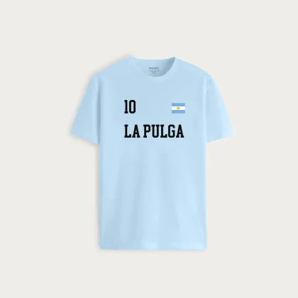 Tričko, Barva Nebesky Modrá , s Potiskem La Pulga GOAT 10