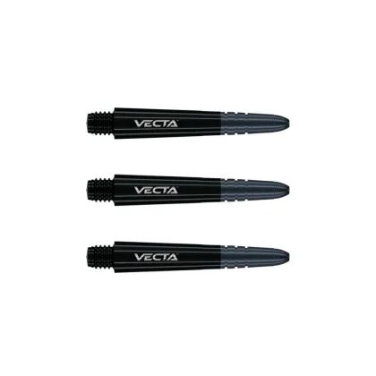 Násadky na šipky Winmau Vecta plastové s hliníkový topem, černé, krátké