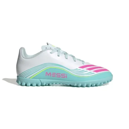 Chlapecké fotbalové kopačky turfy ADIDAS F50 Messi Club Jr TF cloud white lucid pink flash aqua