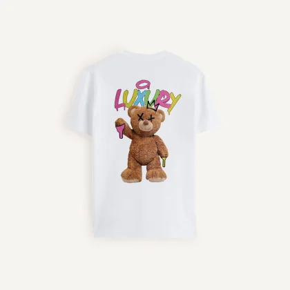 Tričko, Barva Bílá, s Potiskem Luxurious Teddy