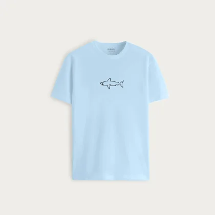 Tričko, Barva Nebesky Modrá , s Potiskem Great Shark