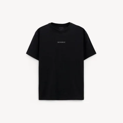 Oversized Tričko, Barva Černá, s Potiskem Serif Hendrix