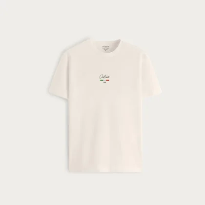 Tričko, Barva Ekru, s Potiskem Dark Calcio Italian Stripe