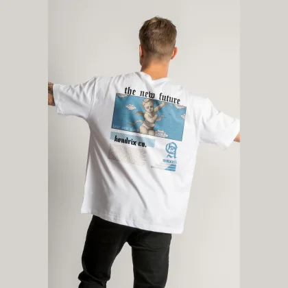 Oversized Tričko, Barva Bílá, s Potiskem Future Angel