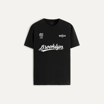 Tričko, Barva Fialová , s Potiskem Brooklyn 1986