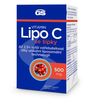 GS Vitamin Lipo C 500mg se šípky 90 + 10 kapslí