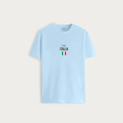 Tričko, Barva Nebesky Modrá , s Potiskem Calcio Italia