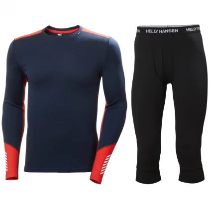 Helly Hansen Lifa Merino Midweight Crew, 3/4 Pant Set, pánská, námořnická modrá/černá