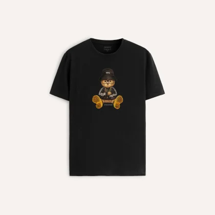 Tričko, Barva Černá, s Potiskem Hypestreet Teddy