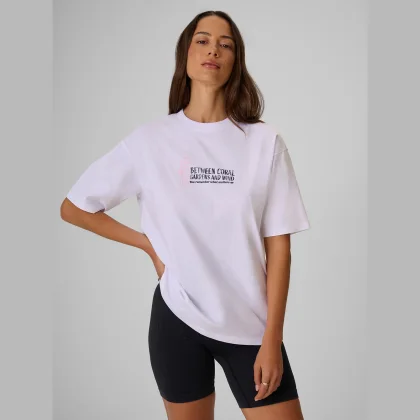 Dámské loose tričko s potiskem - bílé