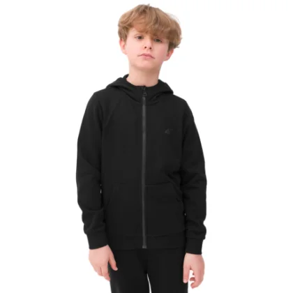 Chlapecká mikina se zipem 4F JUNIOR SWEATSHIRT-4FJWSS24TSWSM0926-20S-DEEP BLACK