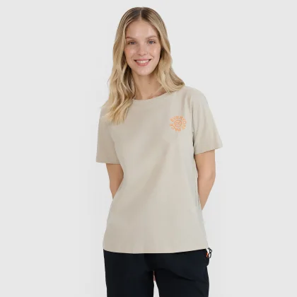Dámské tričko oversize s potiskem - béžové