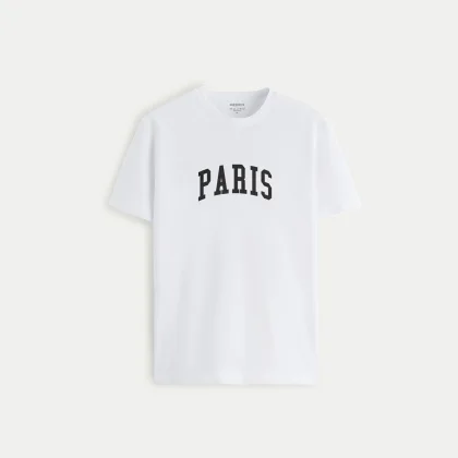 Tričko, Barva Černá, s Potiskem Paris Letters