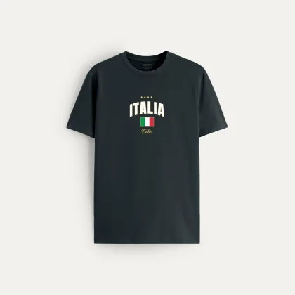 Tričko, Barva Železitě Šedá, s Potiskem Italia XI