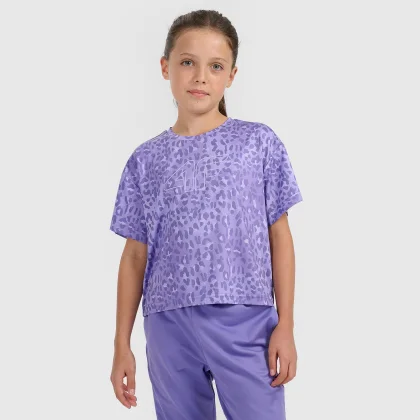 Sportovní crop-top rychleschnoucí dívčí - fialový