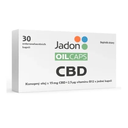 Jadon oil caps CBD kapsle s konopným olejem s 15 mg CBD a vitamínem B12 30 kapslí