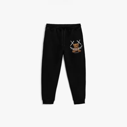 Tepláky Jogger , Barva Černá, s Potiskem Mad Teddy