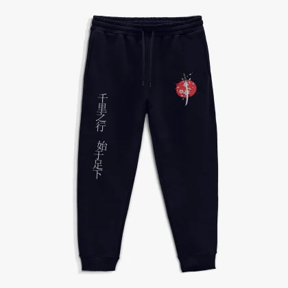 Tepláky Jogger , Barva Modrá, s Potiskem Ninja Cat