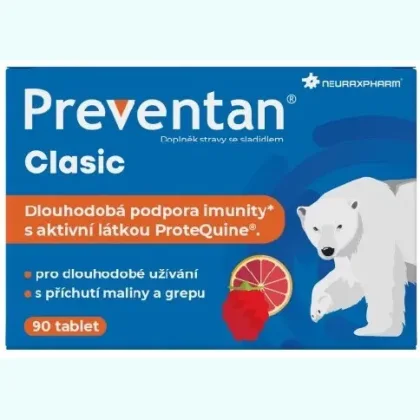Preventan Clasic s příchutí maliny a grepu 90 tablet