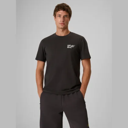 4F T-shirt regular s potiskem pánské - šedé M