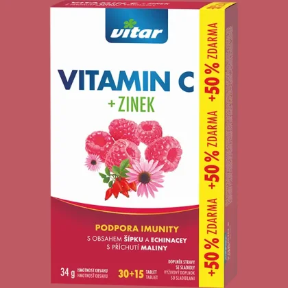 Revital Vitamin C + zinek+echinacea+šípek 45 tablet