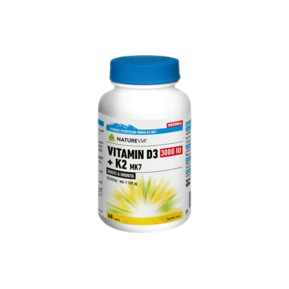 NatureVia Vitamin D3 3000IU + K2 MK7 60 kapslí