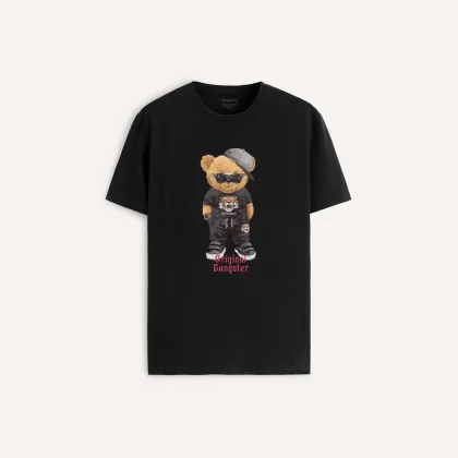 Tričko, Barva Černá, s Potiskem Original Gangster Teddy
