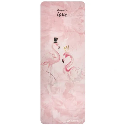 Premium semišová podložka na jógu Sportago 185x68x0,15 cm - Plameňáková Láska